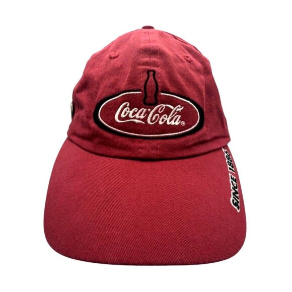 Vtg Coca-Cola Red Baseball Cap W \Embroidered Logo & "Since 1886" w vtg Pin - Picture 1 of 7